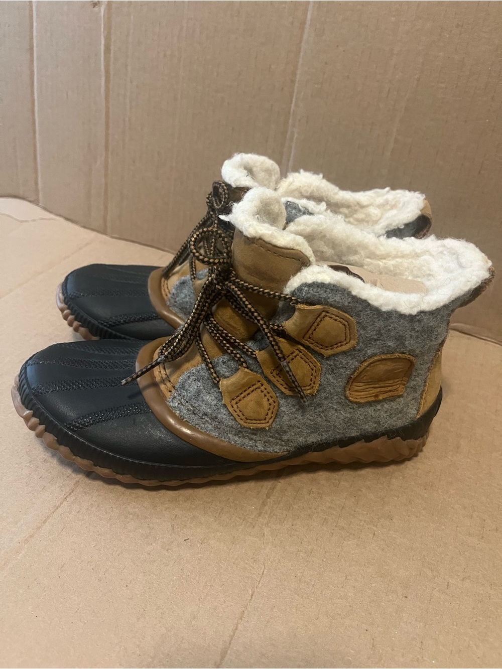 Sorel Gray, Black & Brown Women's Winter Lace Boots